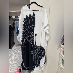 Black and White Crane Kaftan